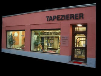 Geschäftsportal des Tapezierermeisterbetriebs Mayr in der Brunnengasse 35, Wien